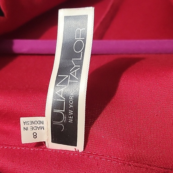 Julian Taylor Women's Button Down Red With Black Trim Dress, Size 8 - Picture 2 of 8